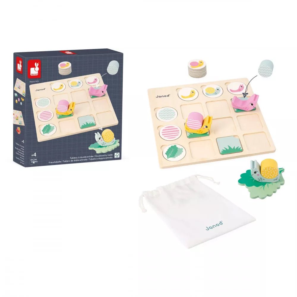 JUEGO EDUCATIVO JANOD ·TABLERO DE DOBLE ENTRADA CARACOLES· - Happy Moments Baby