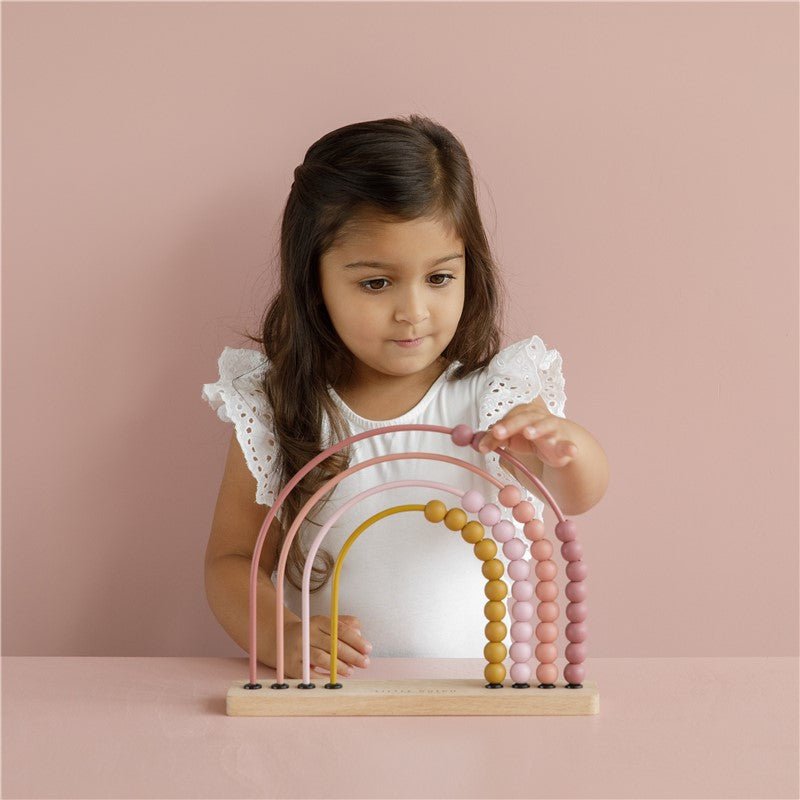 JUGUETE DE MADERA LITTLE DUTCH ·ÁBACO ARCOÍRIS ROSA· - Happy Moments Baby
