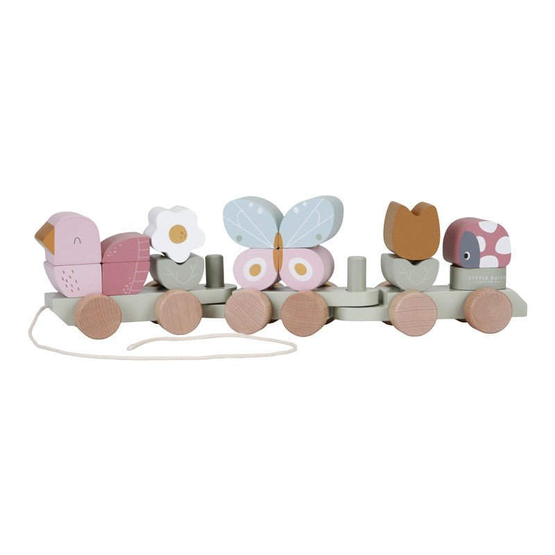 JUGUETE DE MADERA LITTLE DUTCH ·TREN APILABLE MARIPOSAS Y FLORES· - Happy Moments Baby