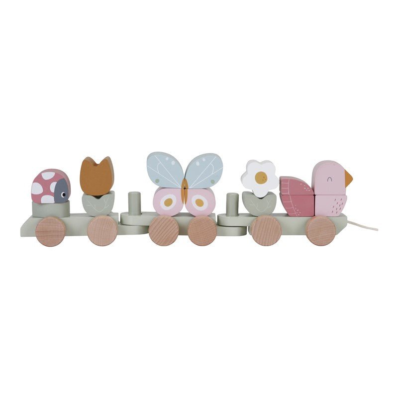 JUGUETE DE MADERA LITTLE DUTCH ·TREN APILABLE MARIPOSAS Y FLORES· - Happy Moments Baby