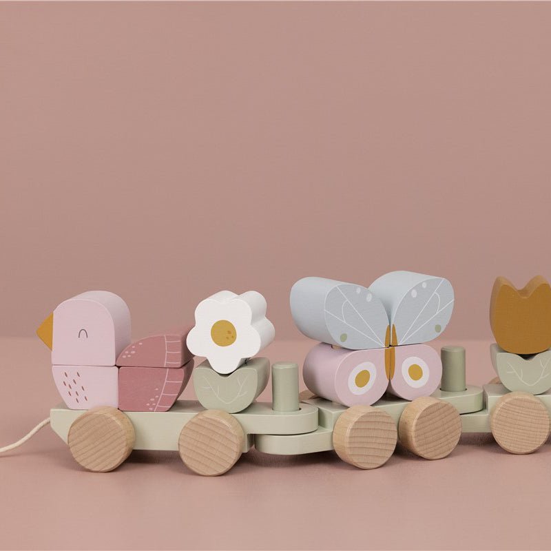 JUGUETE DE MADERA LITTLE DUTCH ·TREN APILABLE MARIPOSAS Y FLORES· - Happy Moments Baby
