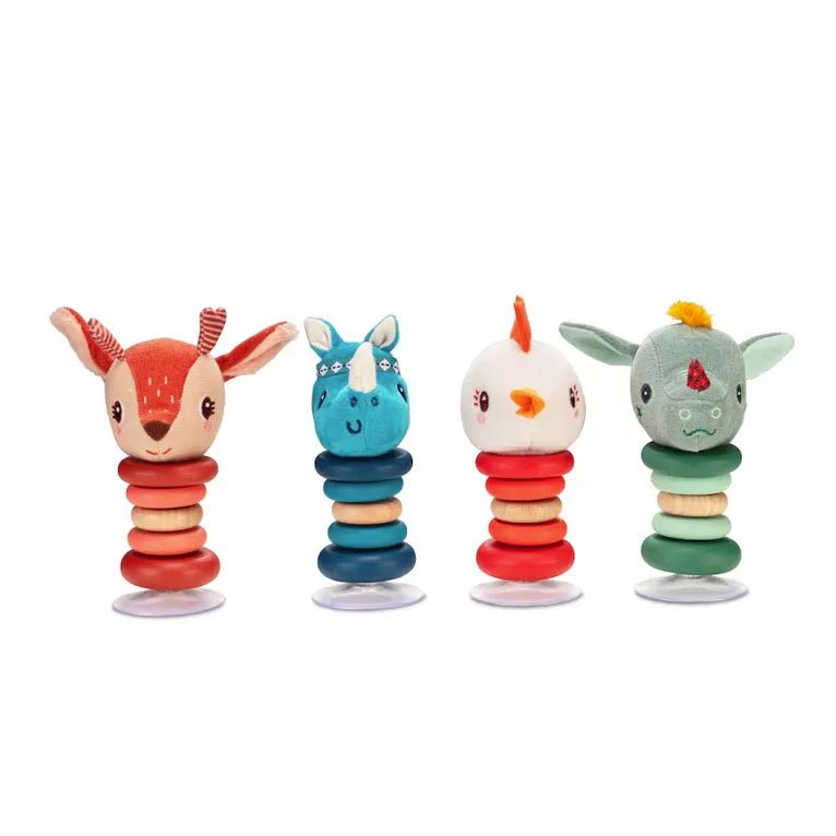 JUGUETE DE TELA Y MADERA LILLIPUTIENS ·SONAJERO SWING CON VENTOSA JOE· - Happy Moments Baby