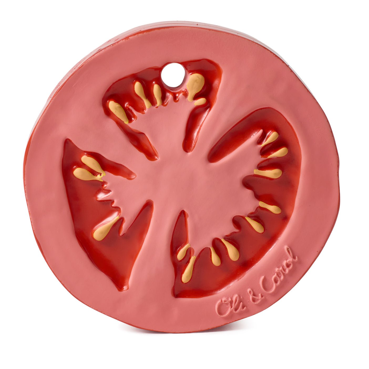 MORDEDOR 100% CAUCHO NATURAL OLI&CAROL ·TOMATE· - Happy Moments Baby
