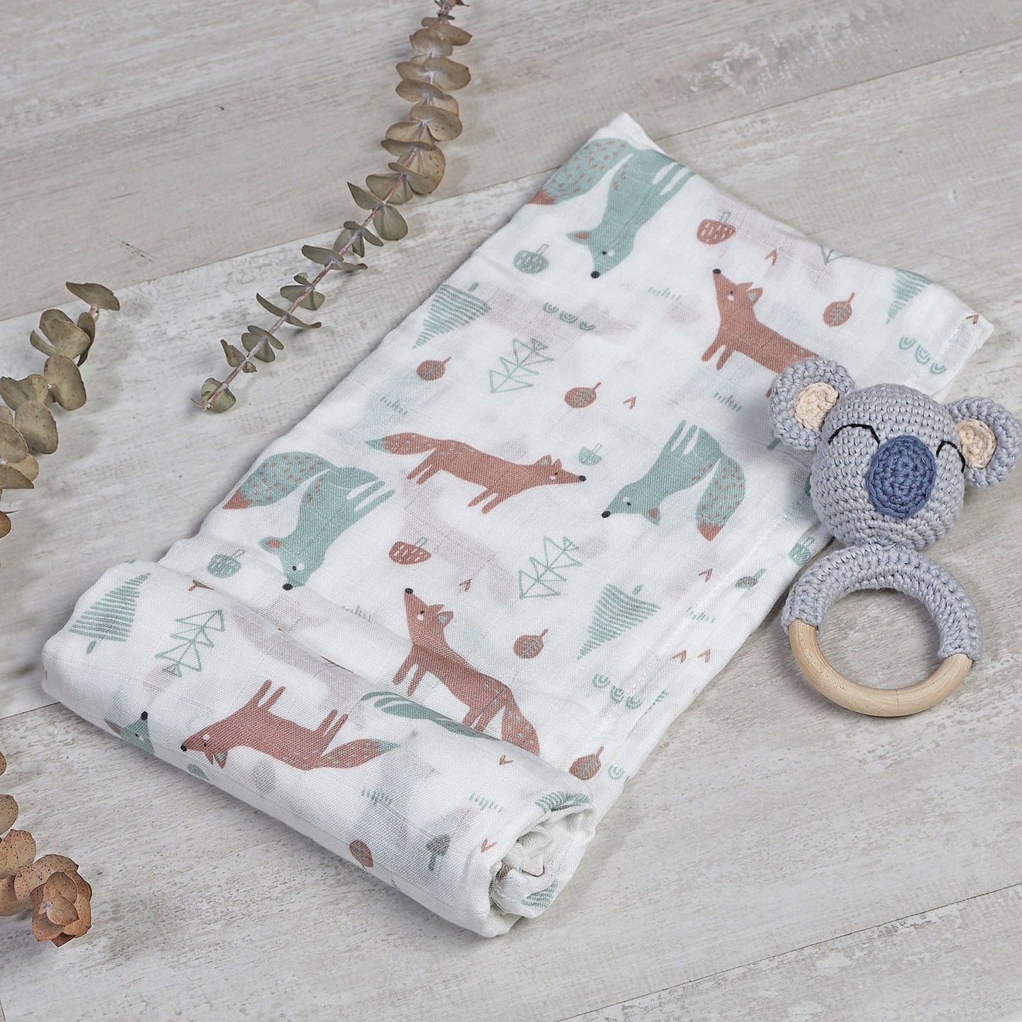 MUSELINA ALGODÓN 120x110cm ·BOSQUE· - Happy Moments Baby