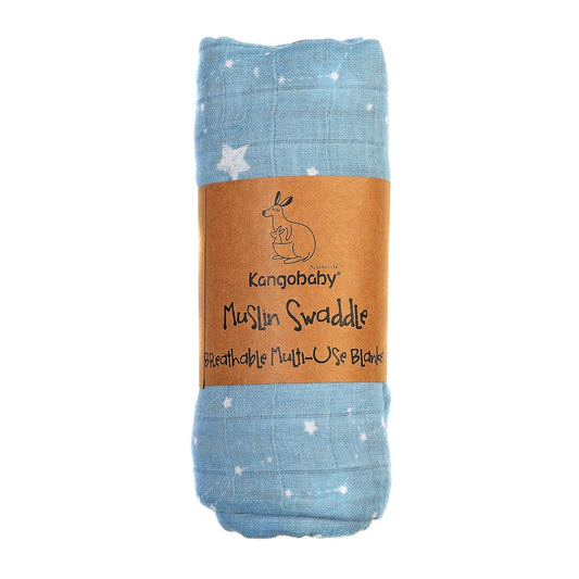 MUSELINA ALGODÓN 120x110cm ·LUNAS AZUL· - Happy Moments Baby