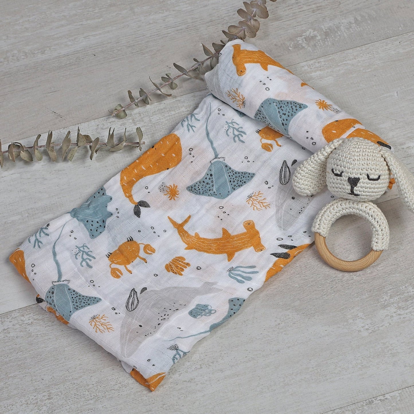 MUSELINA ALGODÓN 120x110cm ·MARINA· - Happy Moments Baby