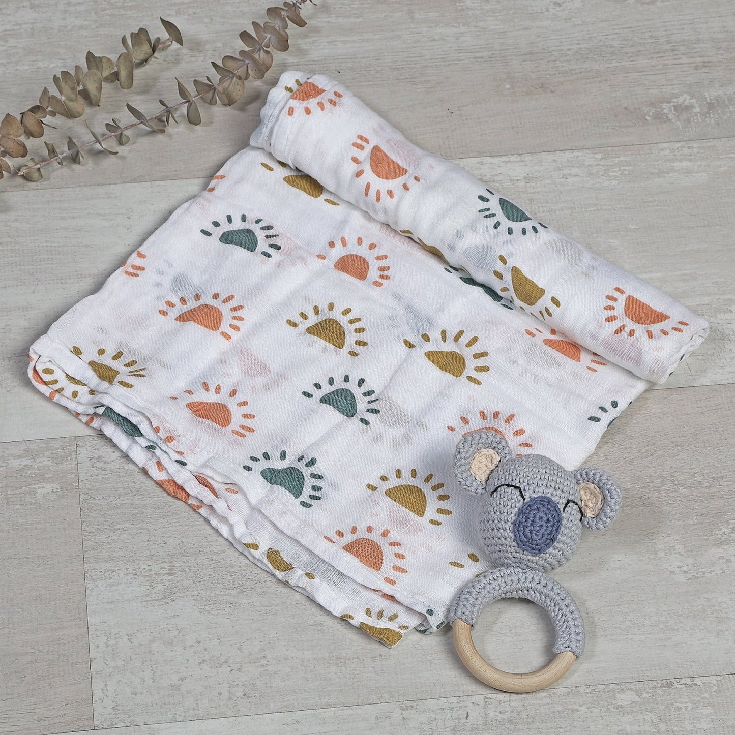 MUSELINA ALGODÓN 120x110cm ·SOLES· - Happy Moments Baby