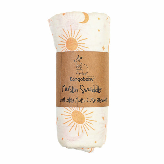 MUSELINA ALGODÓN 120x110cm ·SOLES Y LUNAS· - Happy Moments Baby