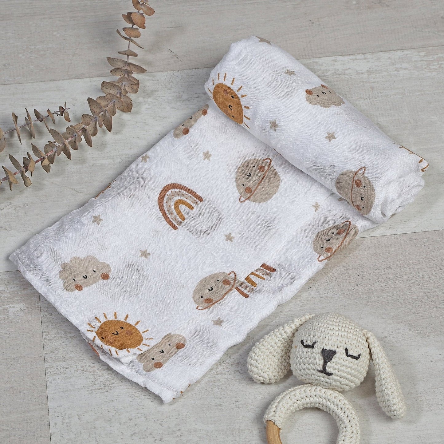 MUSELINA ALGODÓN 120x110cm ·WEATHER· - Happy Moments Baby