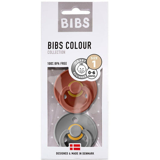 PACK 2 CHUPETES BIBS ·ROUND RUST/SMOKE· - Happy Moments Baby