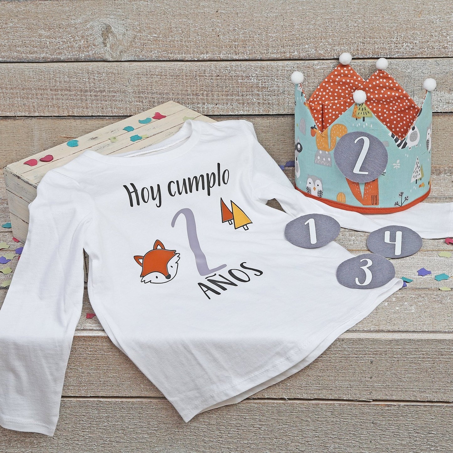 PACK CORONA + CAMISETA CUMPLEAÑOS ·BOSQUE· - Happy Moments Baby