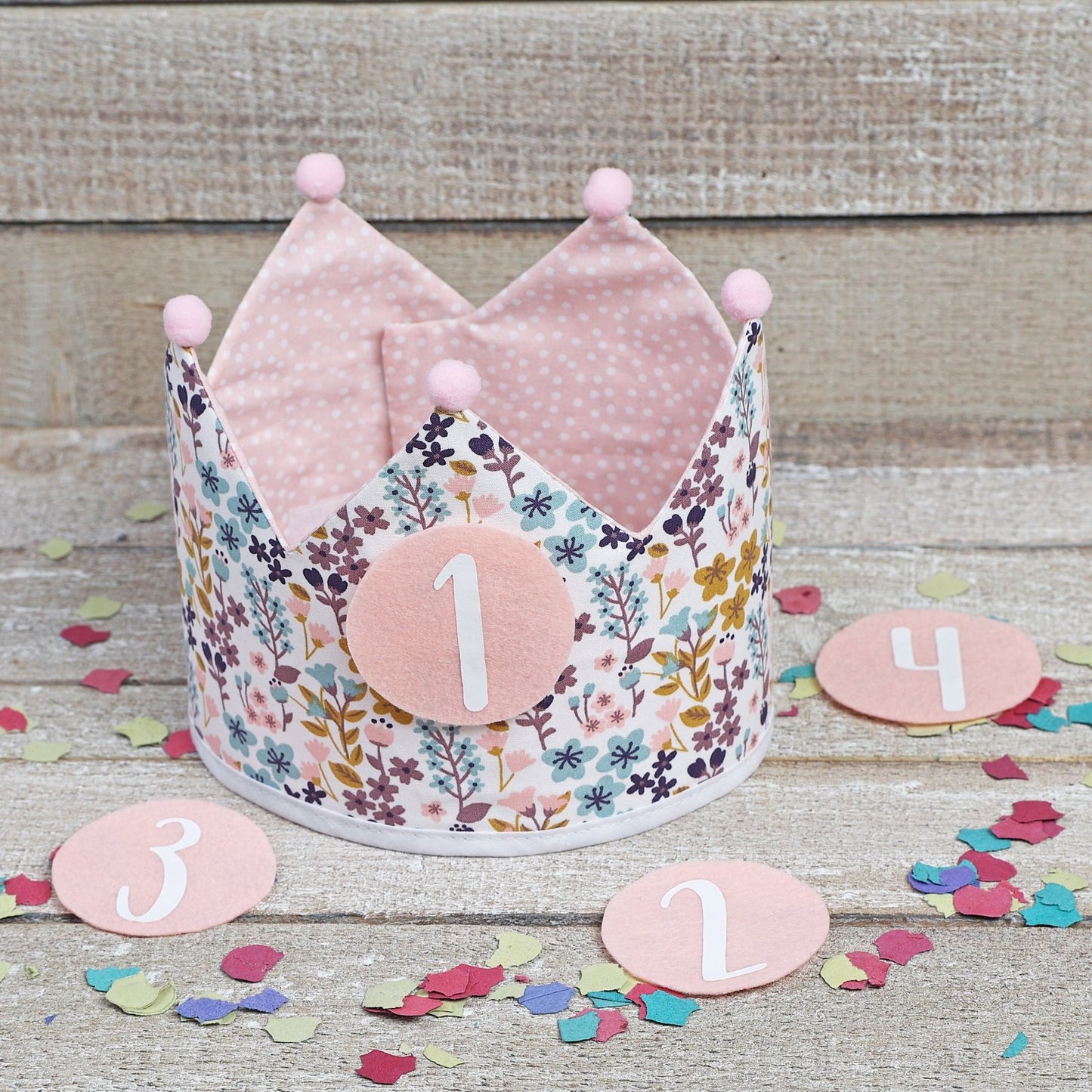PACK CORONA + CAMISETA CUMPLEAÑOS ·FLORES· - Happy Moments Baby