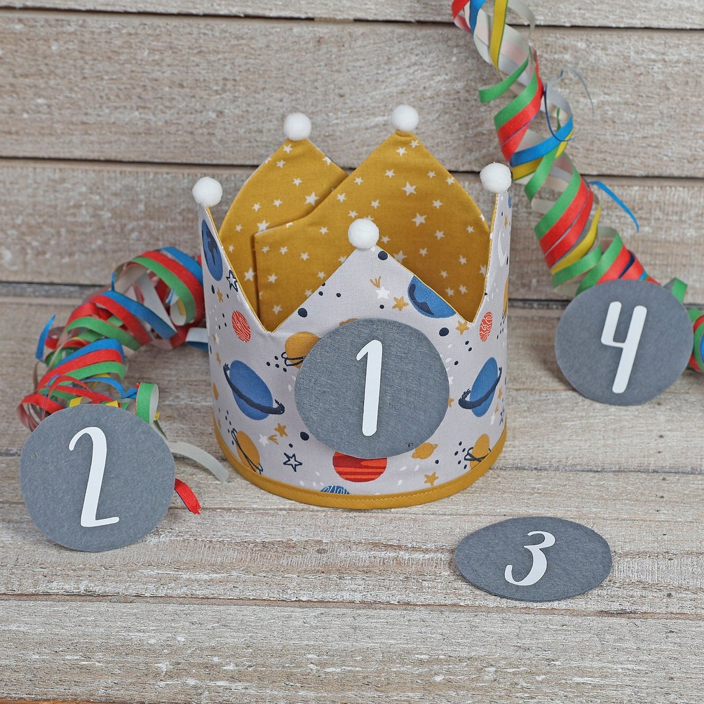 PACK CORONA + CAMISETA CUMPLEAÑOS ·PLANETAS· - Happy Moments Baby