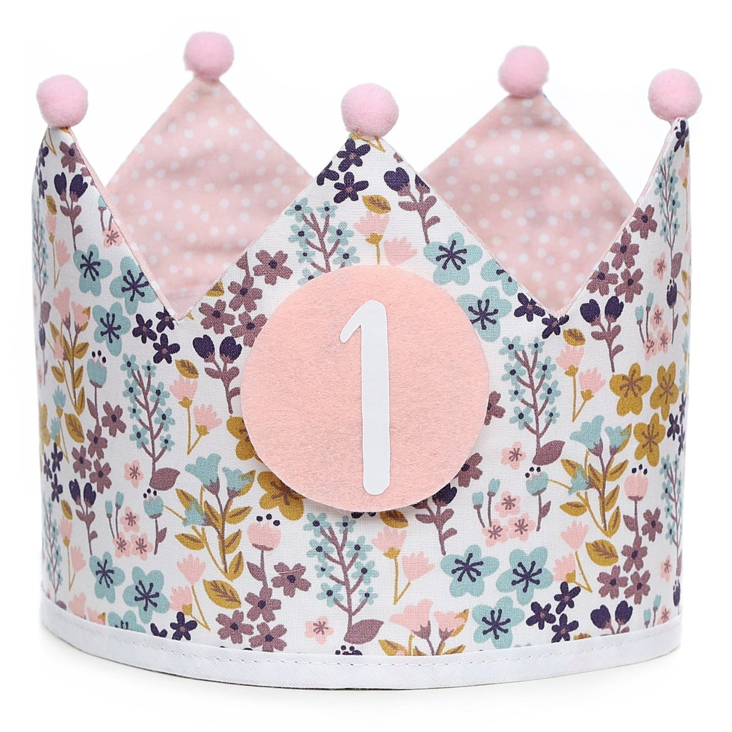 PACK CORONA + CAMISETA + TOPPER CUMPLEAÑOS ·FLORES· - Happy Moments Baby