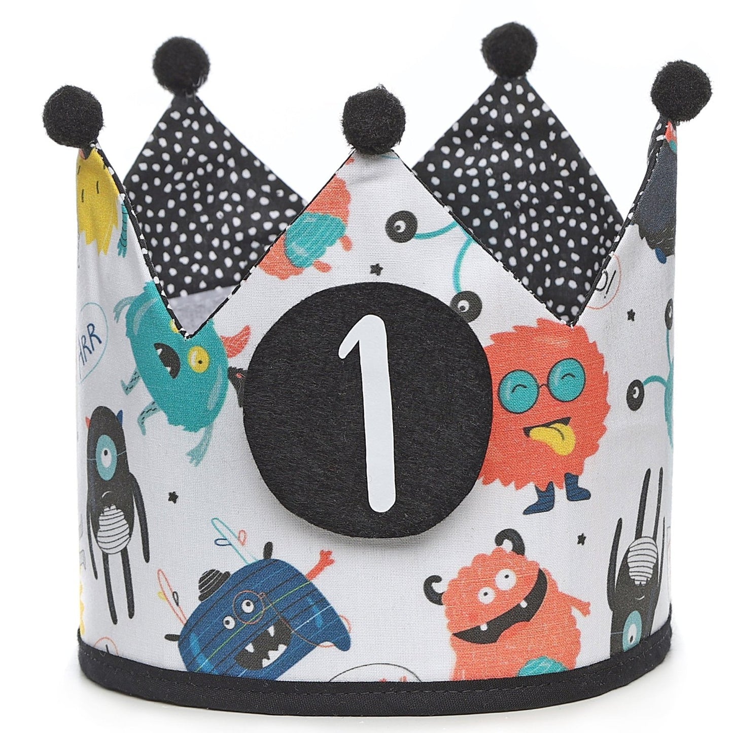 PACK CORONA + CAMISETA + TOPPER CUMPLEAÑOS ·MONSTERS· - Happy Moments Baby