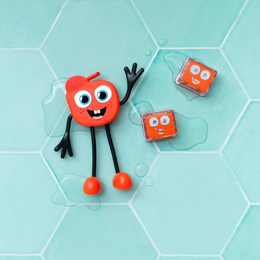 PERSONAJE Y 2 CUBOS DE LUZ PARA EL BAÑO GLOPALS ·SAMMY ROJO· - Happy Moments Baby