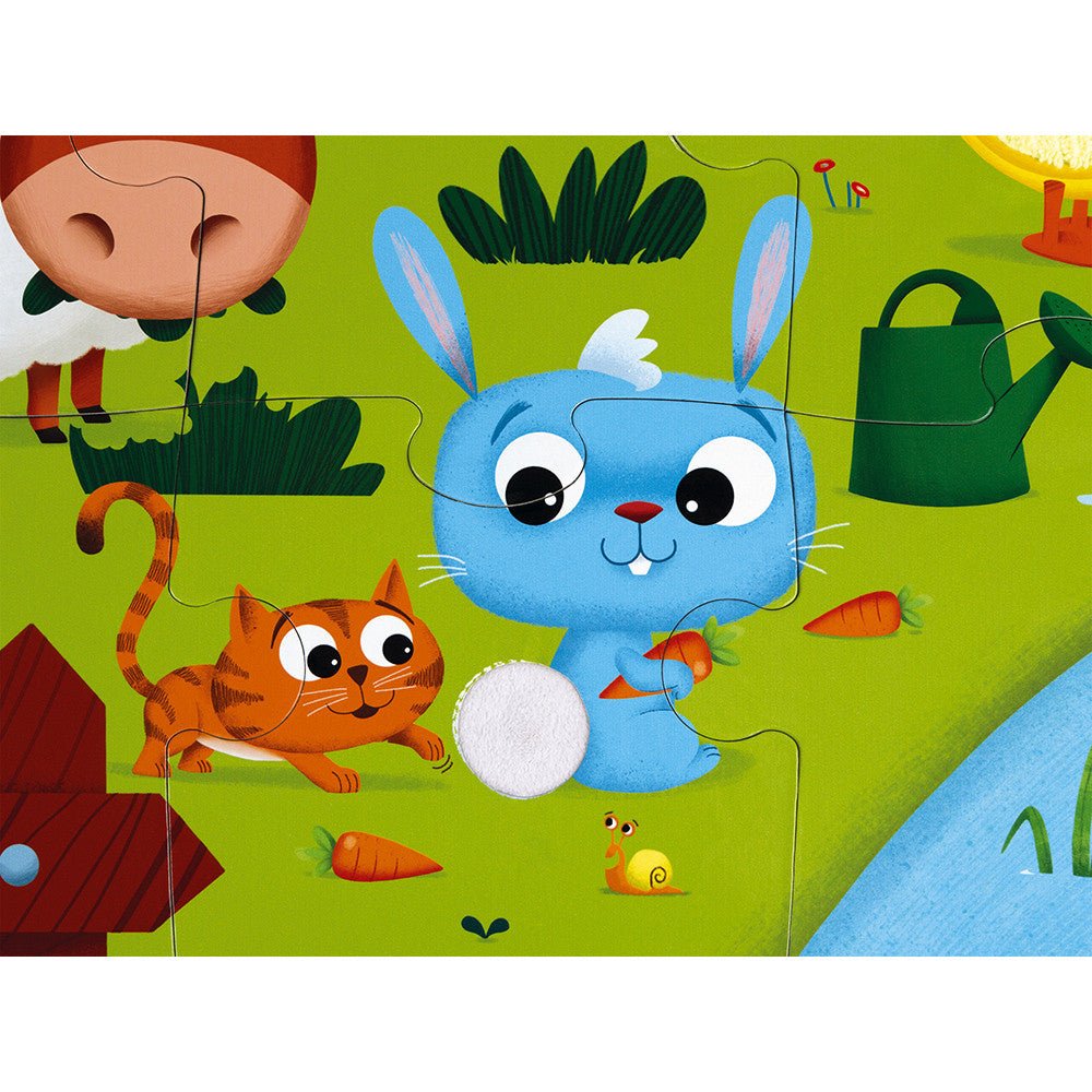 PUZZLE TÁCTIL JANOD ·LOS ANIMALES DE LA GRANJA 20 PIEZAS· - Happy Moments Baby