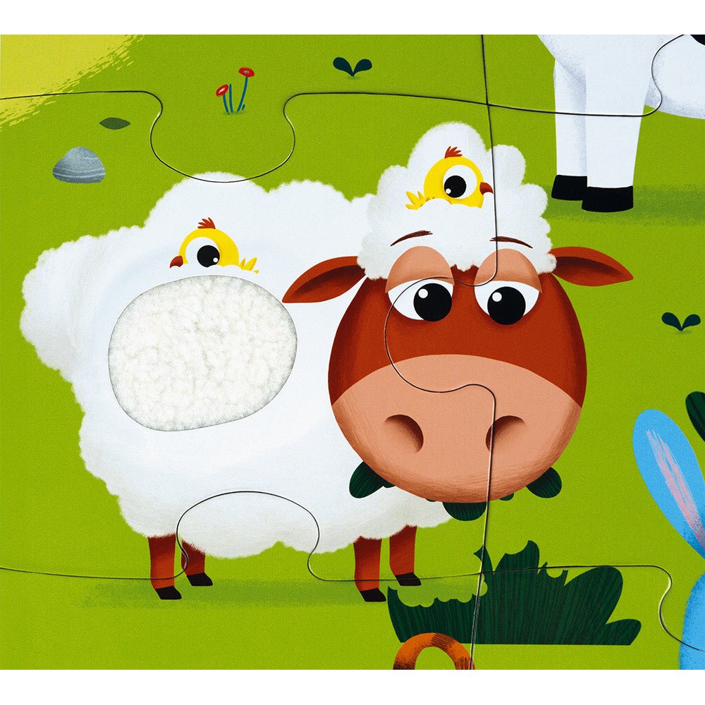PUZZLE TÁCTIL JANOD ·LOS ANIMALES DE LA GRANJA 20 PIEZAS· - Happy Moments Baby