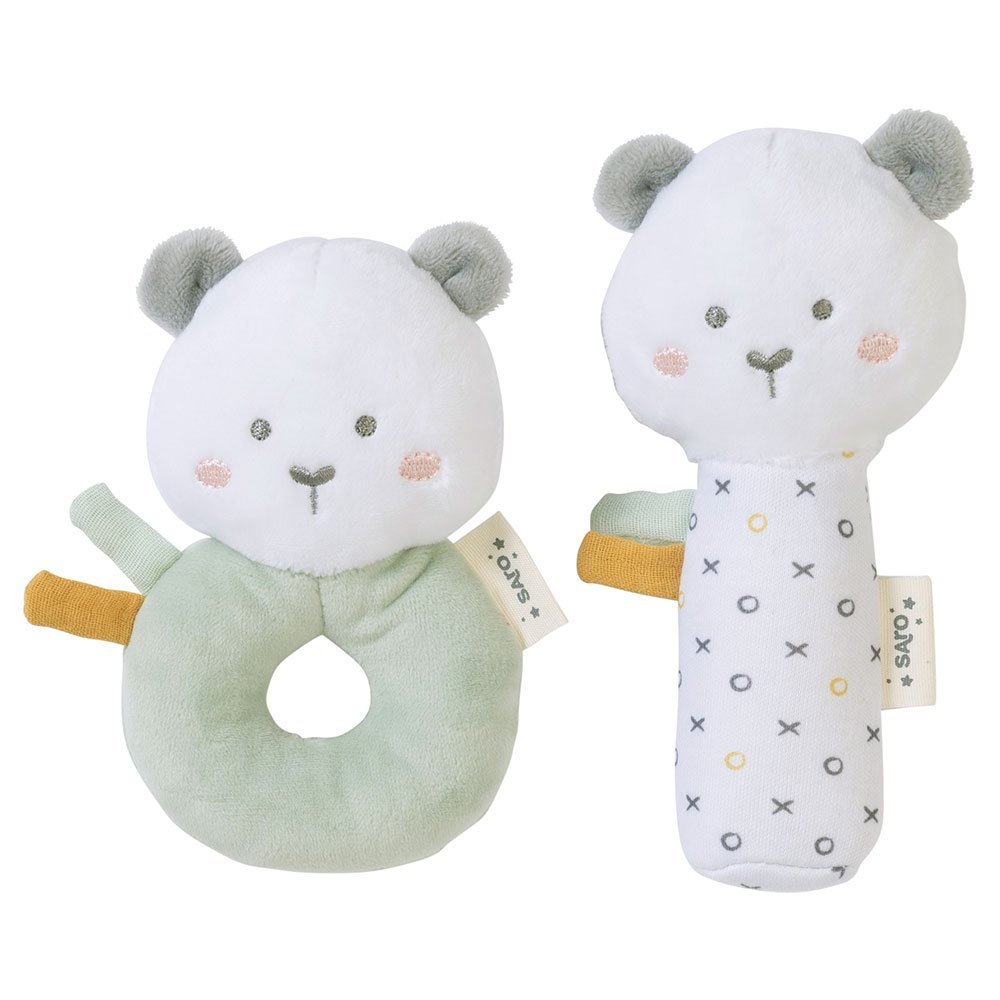 SET DE DOS SONAJEROS DE TELA SARO ·MINT· - Happy Moments Baby