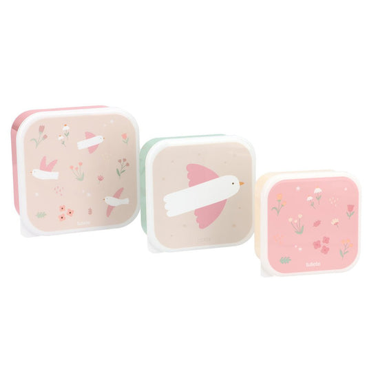 3 FIAMBRERAS CAJITAS ALMUERZO TUTETE ·BLOSSOM BIRDS· - Happy Moments Baby