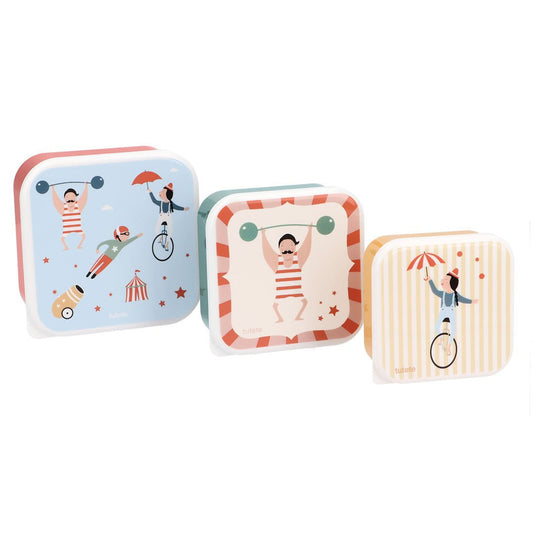 3 FIAMBRERAS CAJITAS ALMUERZO TUTETE ·CIRCUS SHOW· - Happy Moments Baby
