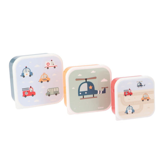 3 FIAMBRERAS CAJITAS ALMUERZO TUTETE ·CITY CARS· - Happy Moments Baby