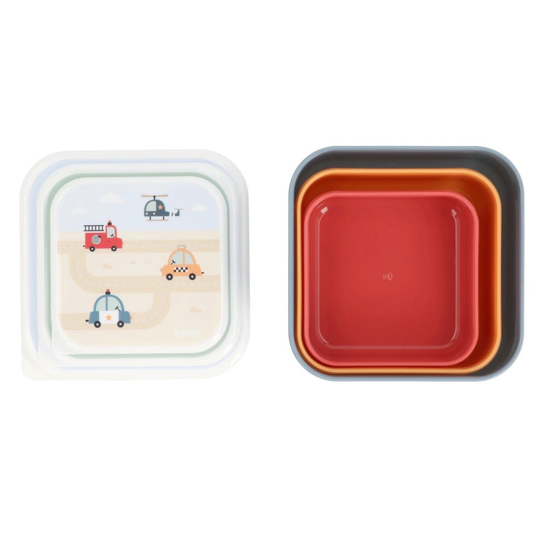 3 FIAMBRERAS CAJITAS ALMUERZO TUTETE ·CITY CARS· - Happy Moments Baby