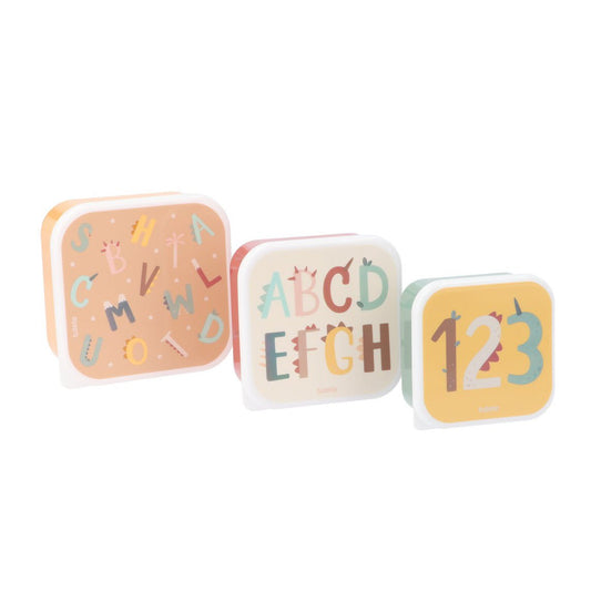 3 FIAMBRERAS CAJITAS ALMUERZO TUTETE ·FUNNY LETTERS· - Happy Moments Baby