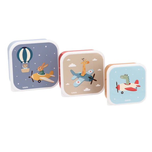 3 FIAMBRERAS CAJITAS ALMUERZO TUTETE ·PLANES· - Happy Moments Baby