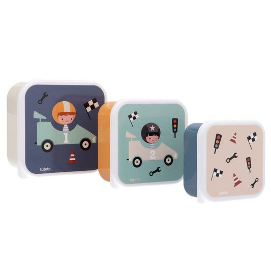 3 FIAMBRERAS CAJITAS ALMUERZO TUTETE ·SPEED RACERS· - Happy Moments Baby