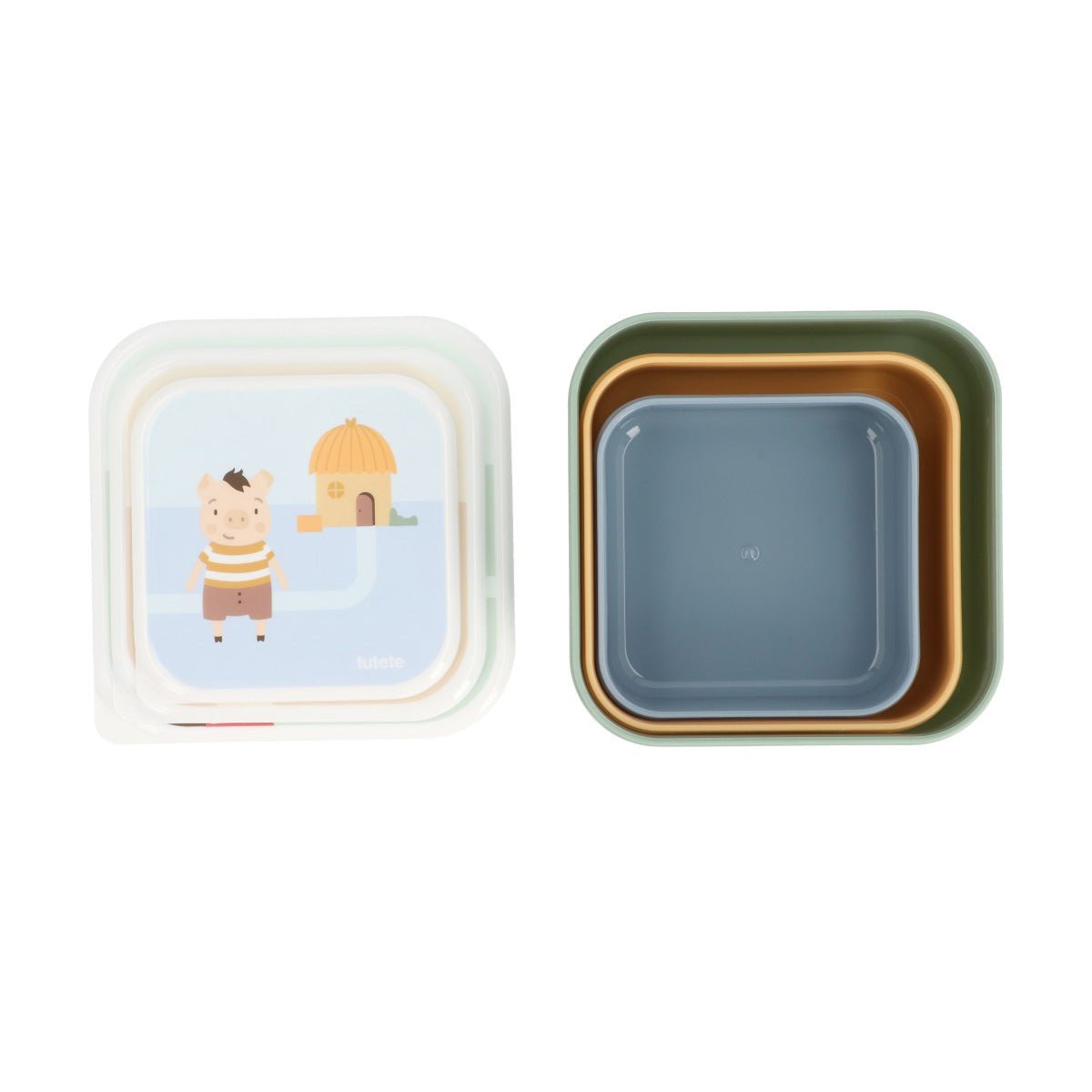 3 FIAMBRERAS CAJITAS ALMUERZO TUTETE ·THREE LITTLE PIGS· - Happy Moments Baby