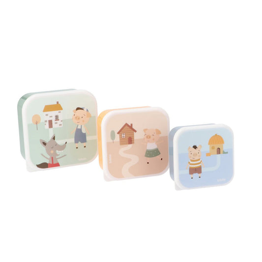 3 FIAMBRERAS CAJITAS ALMUERZO TUTETE ·THREE LITTLE PIGS· - Happy Moments Baby