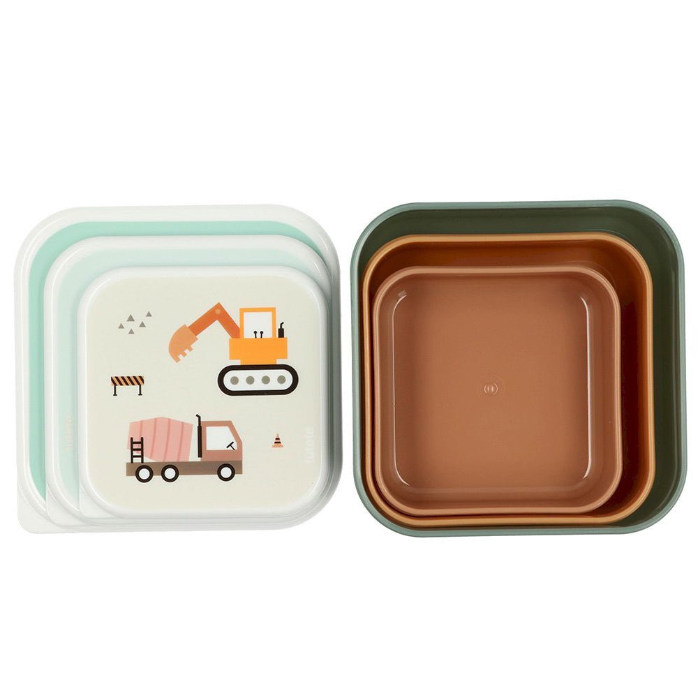 3 FIAMBRERAS CAJITAS ALMUERZO TUTETE ·TRUCKS· - Happy Moments Baby