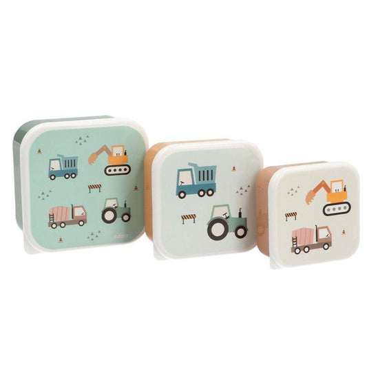 3 FIAMBRERAS CAJITAS ALMUERZO TUTETE ·TRUCKS· - Happy Moments Baby