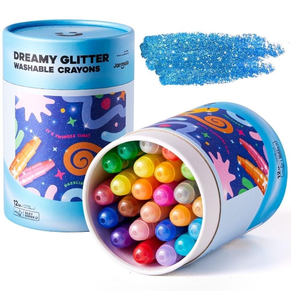 CERAS INFANTILES JARMELO ·CRAYONES SUAVES LAVABLES 24 COLORES GLITTER·