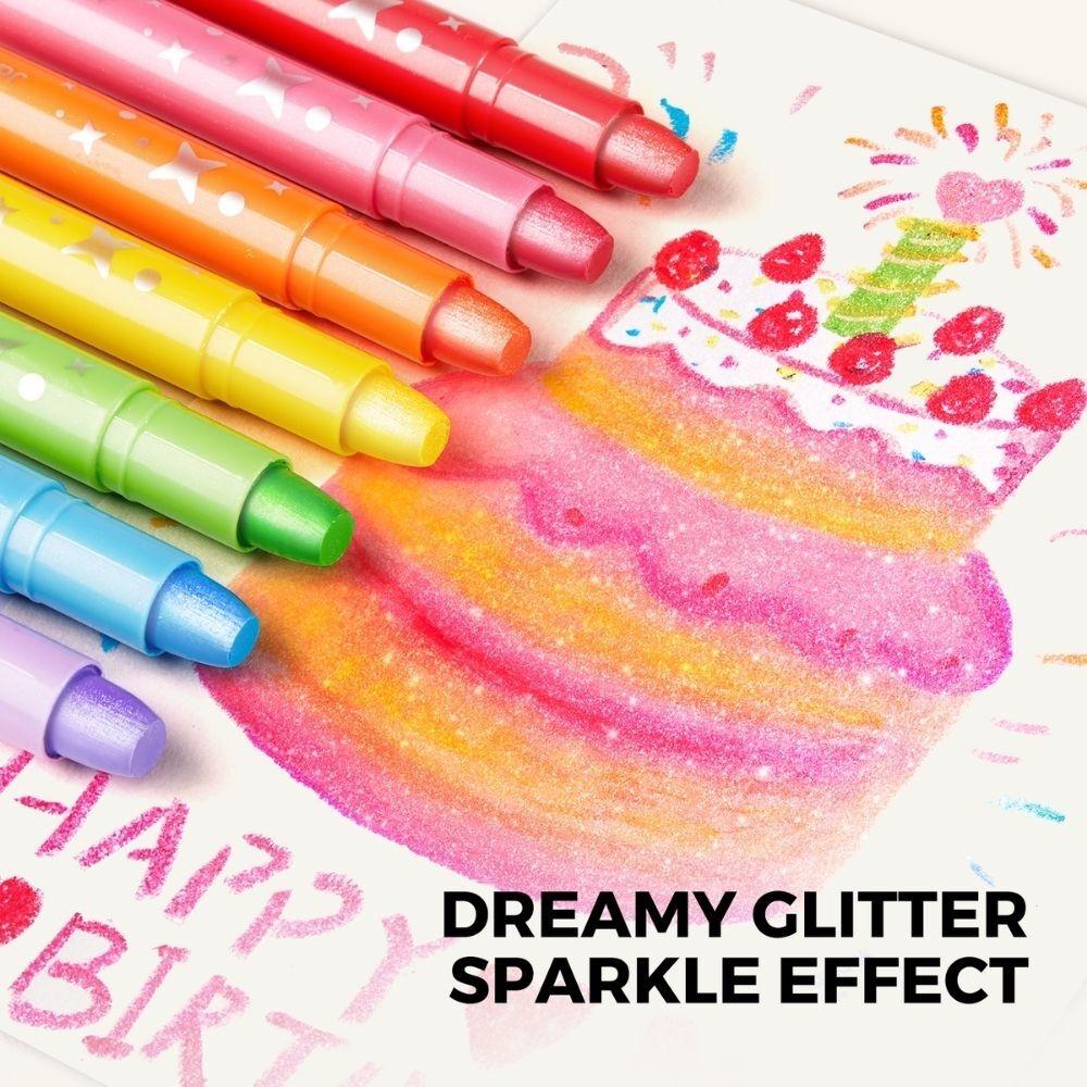 CERAS INFANTILES JARMELO ·CRAYONES SUAVES LAVABLES 24 COLORES GLITTER·