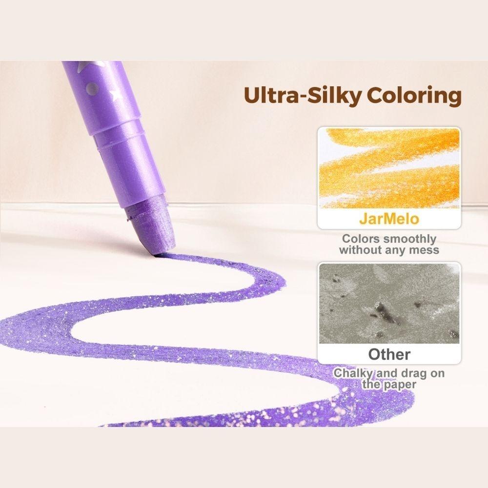 CERAS INFANTILES JARMELO ·CRAYONES SUAVES LAVABLES 24 COLORES GLITTER·