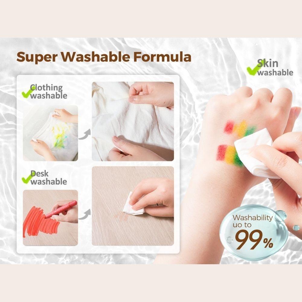 CERAS INFANTILES JARMELO ·CRAYONES SUAVES LAVABLES 24 COLORES GLITTER·