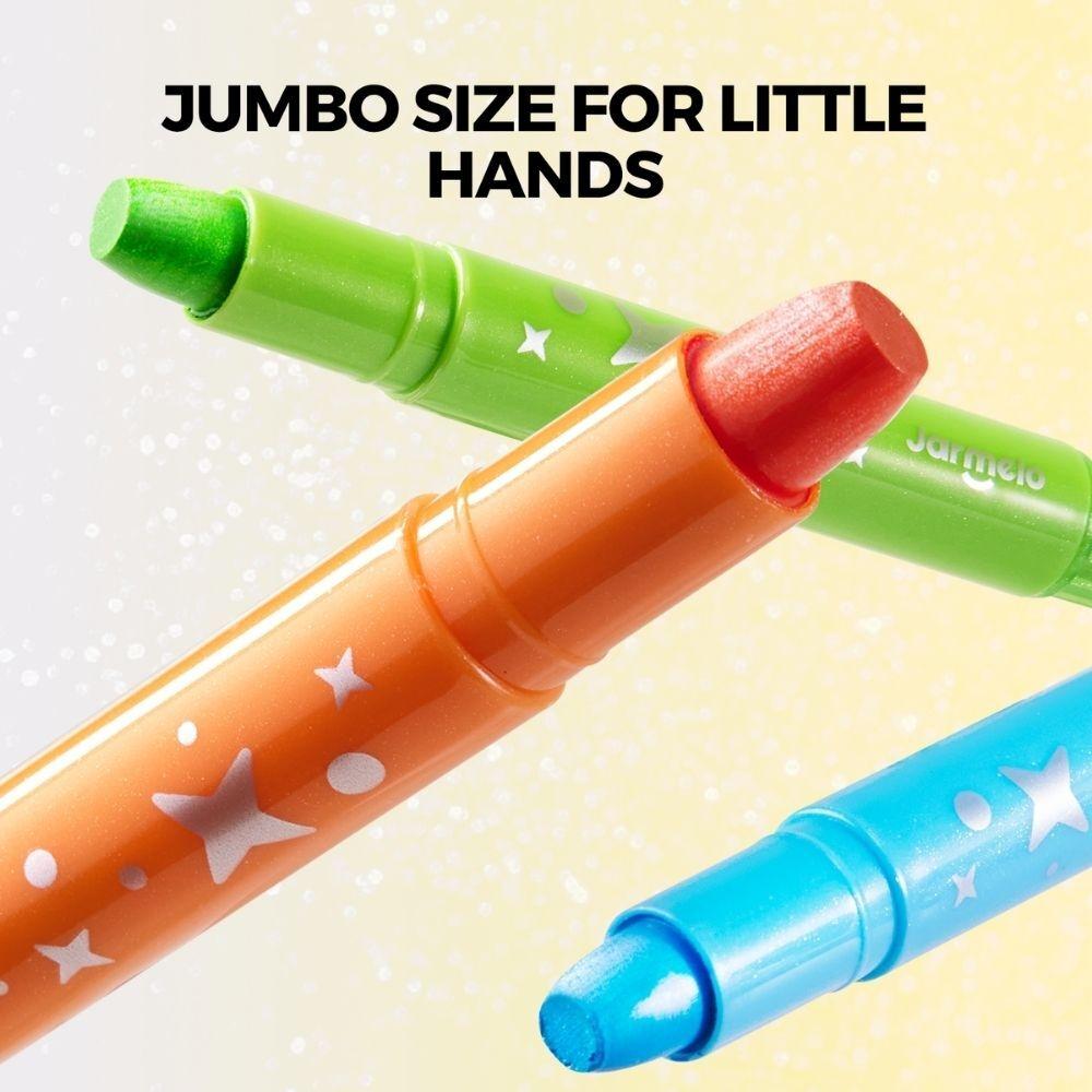 CERAS INFANTILES JARMELO ·CRAYONES SUAVES LAVABLES 24 COLORES GLITTER·