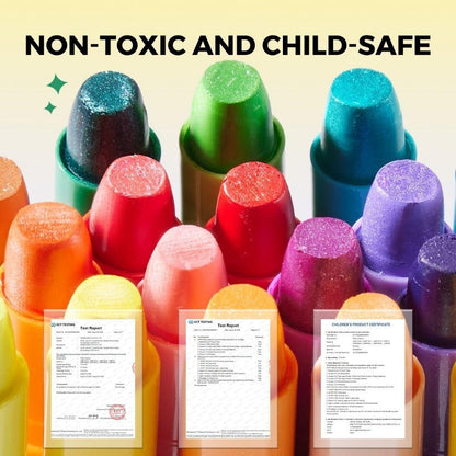 CERAS INFANTILES JARMELO ·CRAYONES SUAVES LAVABLES 24 COLORES GLITTER·