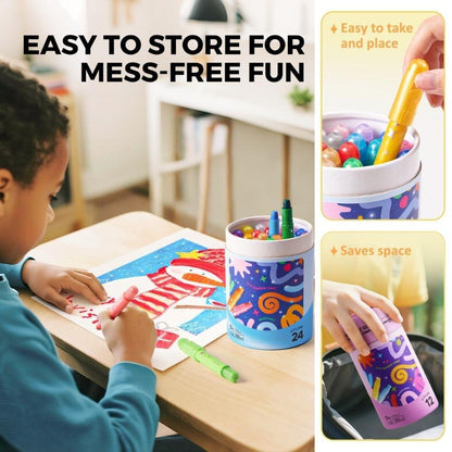 CERAS INFANTILES JARMELO ·CRAYONES SUAVES LAVABLES 24 COLORES GLITTER·