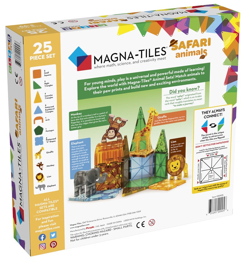 JUEGO MAGNÉTICO DE CONSTRUCCIÓN MAGNA-TILES ·SAFARI ANIMALS 25 PIEZAS·