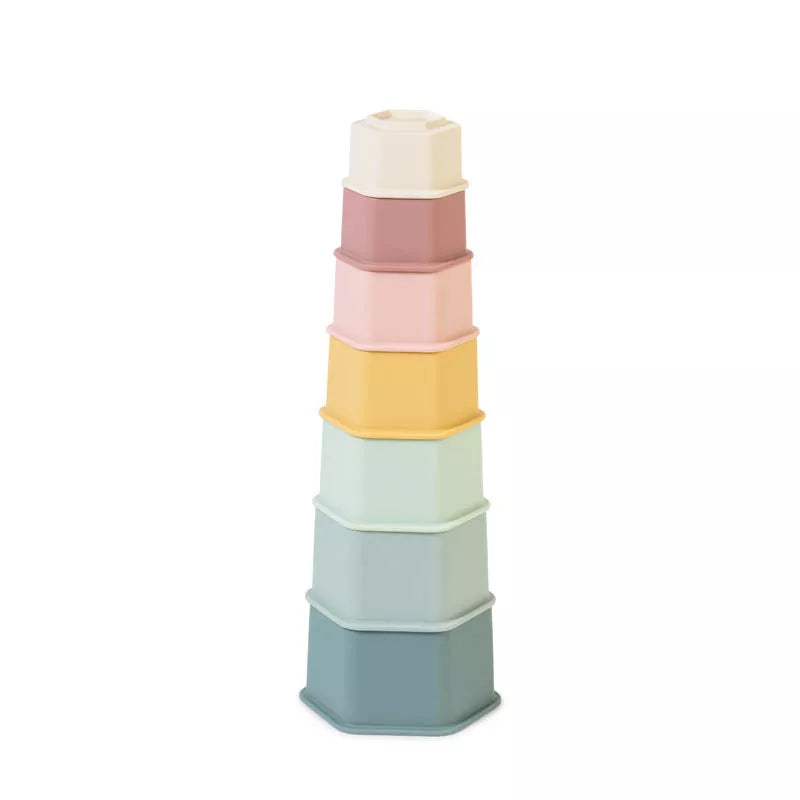JUGUETE SENSORIAL SILICONA SARO ·HEXÁGONOS APILABLES·