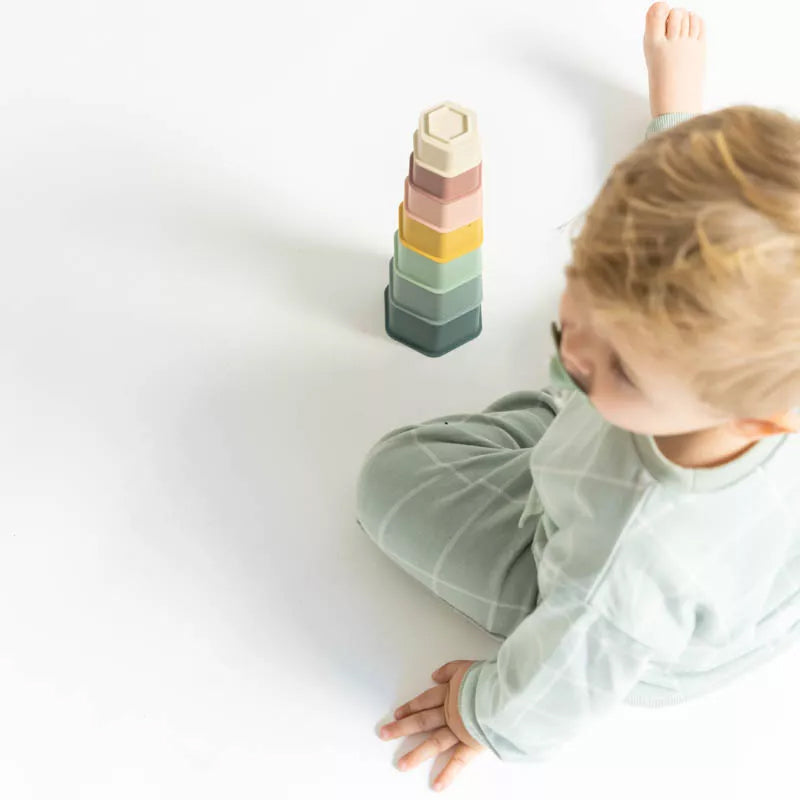 JUGUETE SENSORIAL SILICONA SARO ·HEXÁGONOS APILABLES·