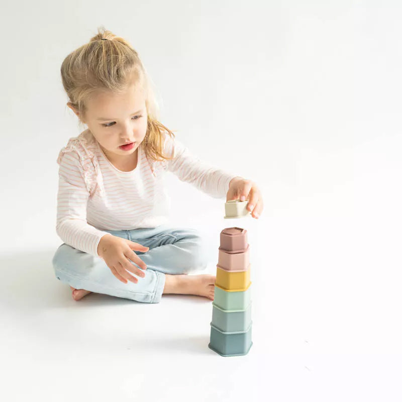 JUGUETE SENSORIAL SILICONA SARO ·HEXÁGONOS APILABLES·