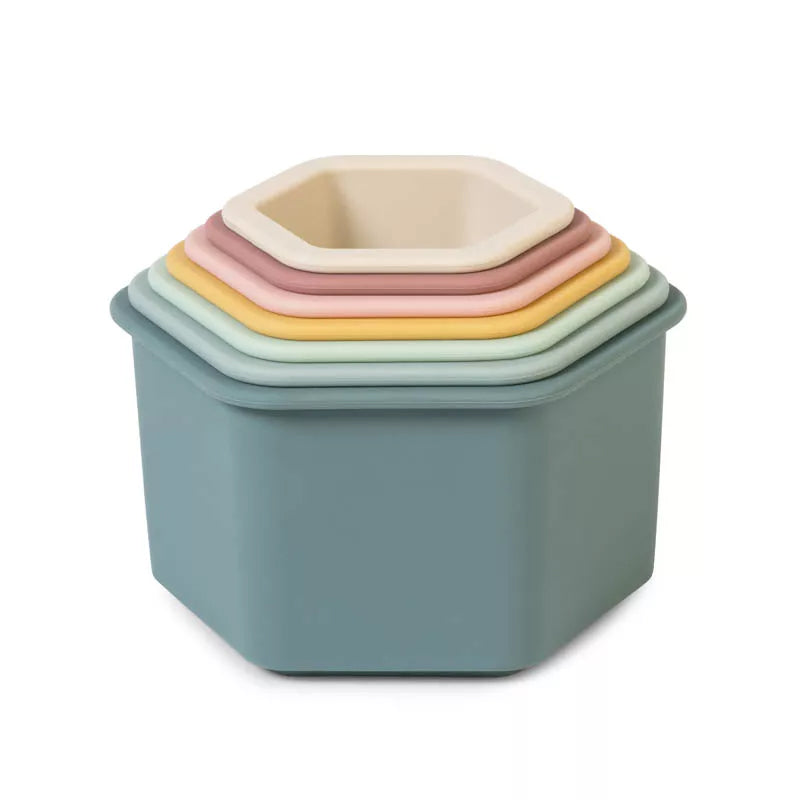 JUGUETE SENSORIAL SILICONA SARO ·HEXÁGONOS APILABLES·