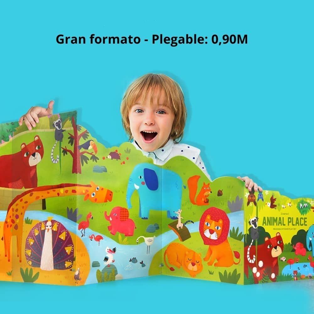 MANUALIDADES JARMELO ·LIBRO DE PEGATINAS REUTILIZABLES ANIMAL PLACE·