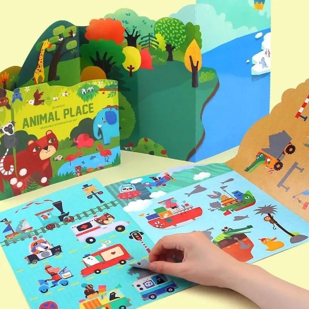 MANUALIDADES JARMELO ·LIBRO DE PEGATINAS REUTILIZABLES ANIMAL PLACE·