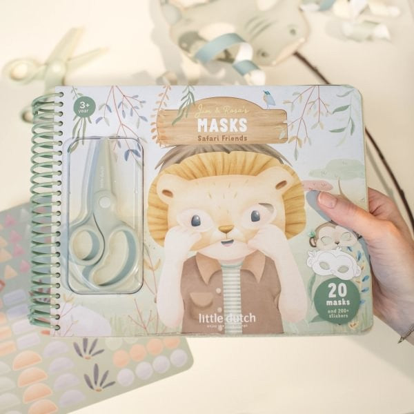LIBRO RECORTA Y PINTA MÁSCARAS LITTLE DUTCH ·SAFARI FRIENDS·