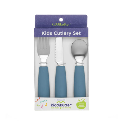 SET DE CUBIERTOS DE ACERO KIDDIKUTTER ·SKY BLUE·